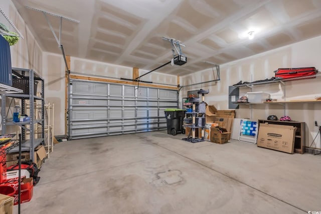 garage with a garage door opener