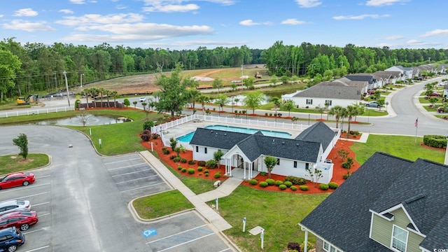 aerial view featuring a view of trees