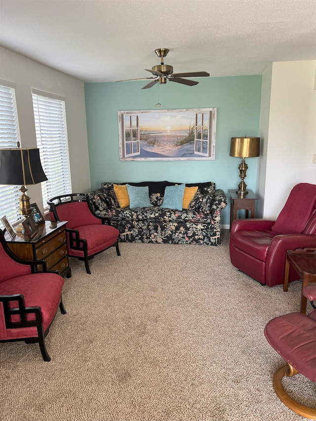310 N 73rd Ave N Unit 5D, Myrtle Beach, SC 29572 - living room featuring carpet floors and a ceiling fan