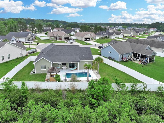 drone / aerial view with a residential view