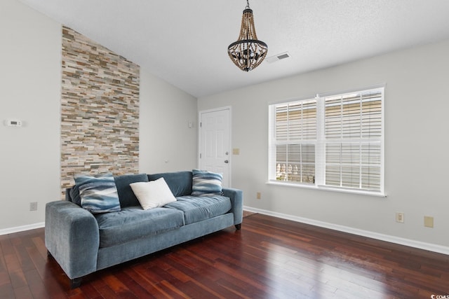 408 Chesterfield Ct, Myrtle Beach, SC 29577 - living area featuring hardwood / wood-style floors, a chandelier, baseboards, and lofted ceiling