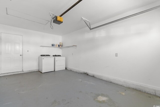 408 Chesterfield Ct, Myrtle Beach, SC 29577 - garage with washing machine and clothes dryer and a garage door opener