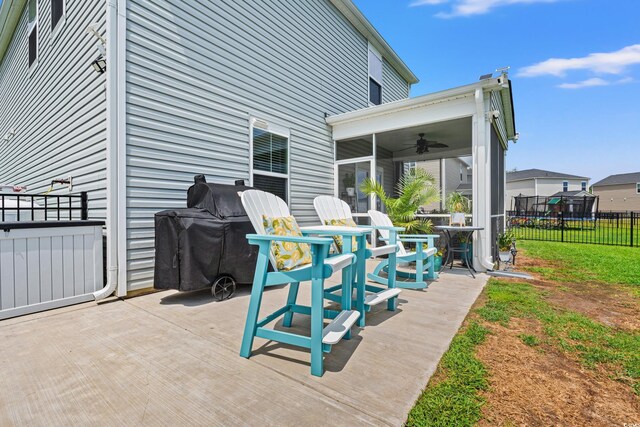 189 Timber Oaks Dr, Myrtle Beach, SC 29588 - view of patio / terrace featuring a ceiling fan, a sunroom, and area for grilling