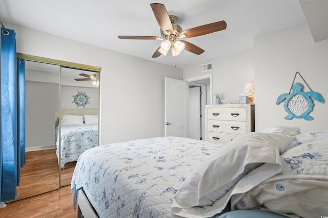 2262 Andover Dr Unit E, Surfside Beach, SC 29575 - bedroom with a closet, light wood-style flooring, and ceiling fan