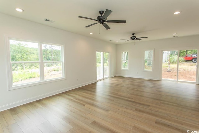 2212 Dykman Cir, Little River, SC 29566 - unfurnished room with recessed lighting, baseboards, light wood-style floors, and ceiling fan