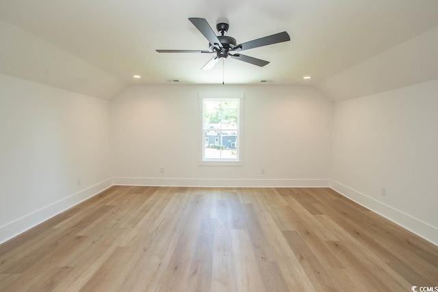 924 Morrall Dr, North Myrtle Beach, SC 29582 - additional living space featuring vaulted ceiling, ceiling fan, light wood-style floors, and recessed lighting