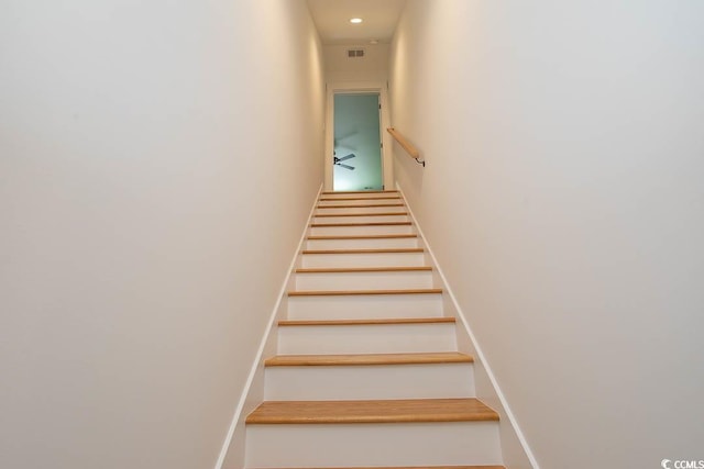 924 Morrall Dr, North Myrtle Beach, SC 29582 - stairs featuring a high ceiling and recessed lighting
