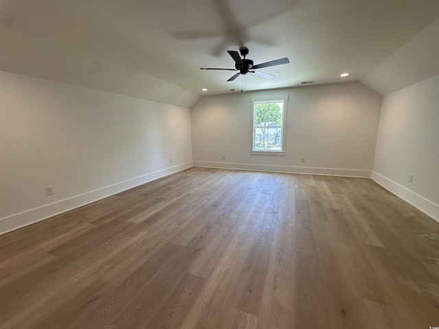 924 Morrall Dr, North Myrtle Beach, SC 29582 - additional living space with lofted ceiling, wood finished floors, a ceiling fan, and recessed lighting