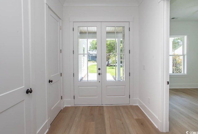924 Morrall Dr, North Myrtle Beach, SC 29582 - doorway with french doors and light wood finished floors