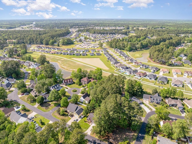 bird's eye view with a view of trees and a residential view