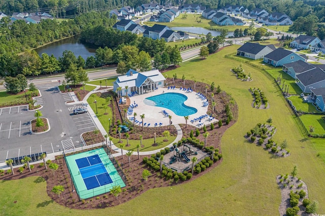 bird's eye view featuring a water view