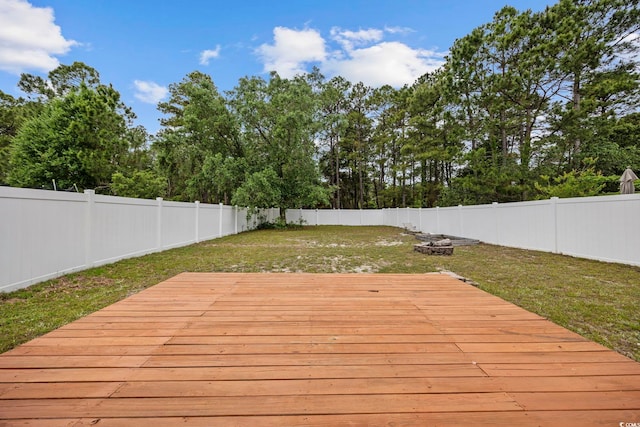 1097 Stoney Falls Blvd, Myrtle Beach, SC 29579 - wooden deck featuring an outdoor fire pit and view of scattered trees