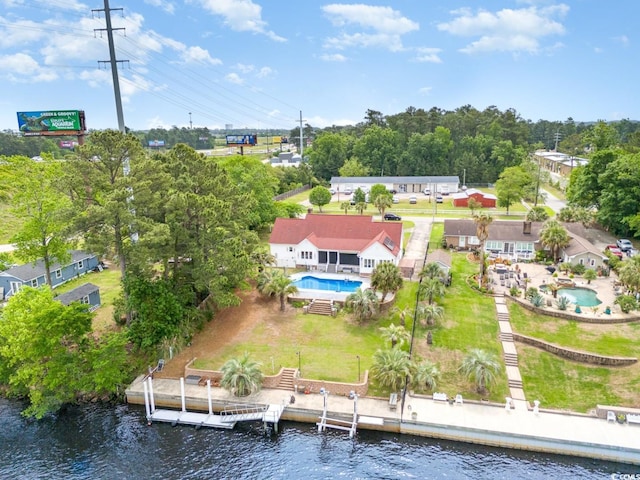 128 Causey St, Myrtle Beach, SC 29577 - drone / aerial view of a pool area and a large body of water