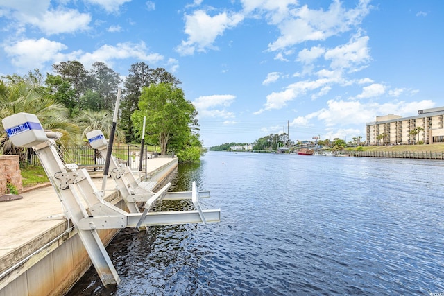 128 Causey St, Myrtle Beach, SC 29577 - dock featuring a water view and boat lift