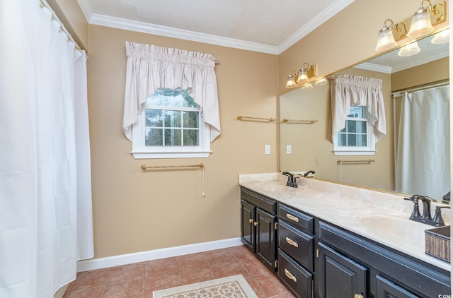 128 Causey St, Myrtle Beach, SC 29577 - full bath featuring double vanity, crown molding, baseboards, and tile patterned floors