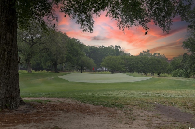 view of property's community featuring a yard and golf course view