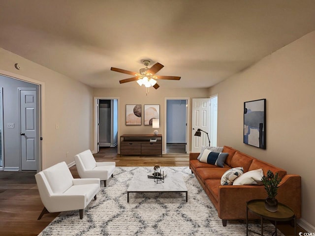 116 Hickory Dr, Conway, SC 29526 - living area featuring wood finished floors, baseboards, and ceiling fan