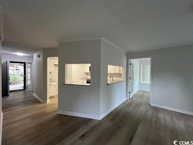 116 Hickory Dr, Conway, SC 29526 - corridor with ornamental molding, baseboards, and dark wood-type flooring