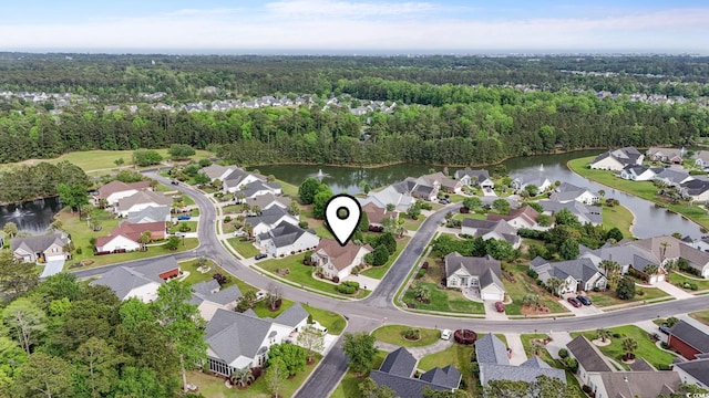 127 Willow Bay Dr, Murrells Inlet, SC 29576 - birds eye view of property with a wooded view, a water view, and a residential view
