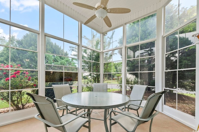 127 Willow Bay Dr, Murrells Inlet, SC 29576 - sunroom / solarium with a ceiling fan, a wealth of natural light, and outdoor dining space