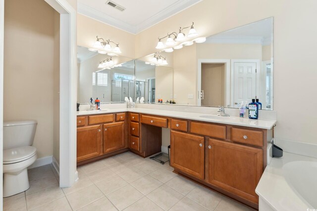 127 Willow Bay Dr, Murrells Inlet, SC 29576 - full bath featuring crown molding, tile patterned flooring, toilet, and visible vents