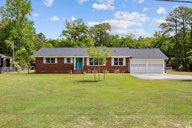 153 Busbee St, Conway, SC 29526 - single story home featuring crawl space, concrete driveway, a garage, entry steps, and brick siding