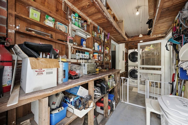 153 Busbee St, Conway, SC 29526 - storage featuring stacked washing machine and dryer