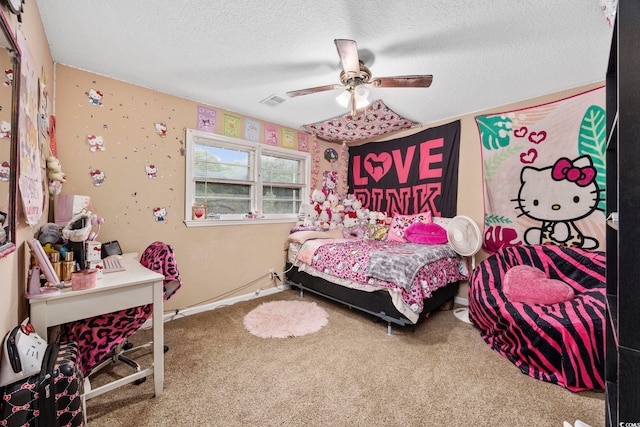 153 Busbee St, Conway, SC 29526 - carpeted bedroom featuring a textured ceiling and ceiling fan