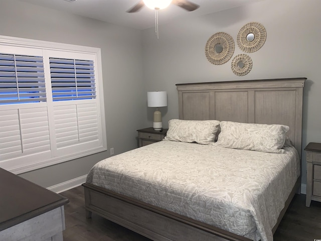 223 S 9th Ave S, North Myrtle Beach, SC 29582 - bedroom featuring dark wood-style flooring and ceiling fan