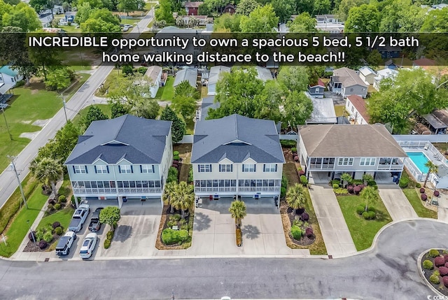 bird's eye view with a residential view