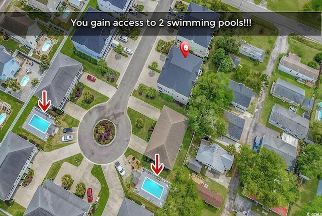 bird's eye view featuring a residential view