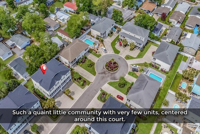 aerial view with a residential view