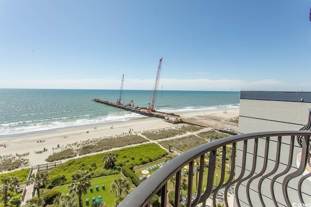 property view of water featuring a view of the beach