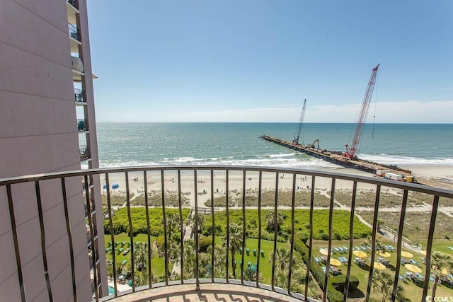 view of water feature featuring a beach view
