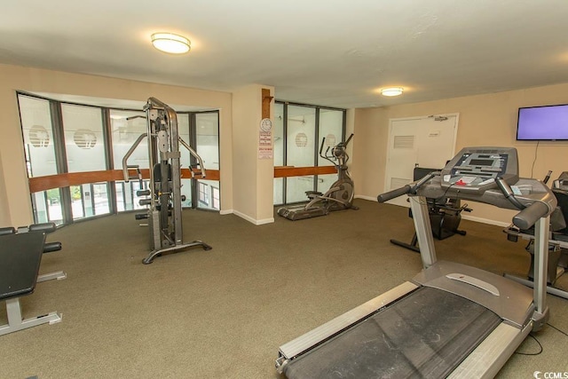 gym featuring baseboards