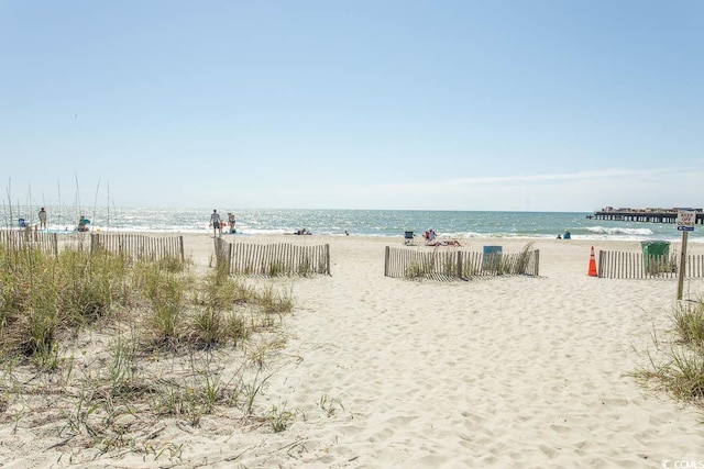 property view of water with a beach view