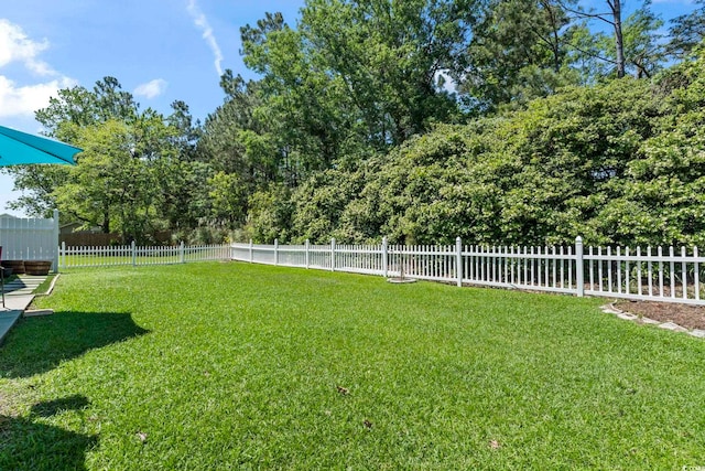 view of yard featuring a fenced backyard