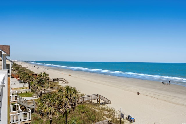 property view of water with a beach view