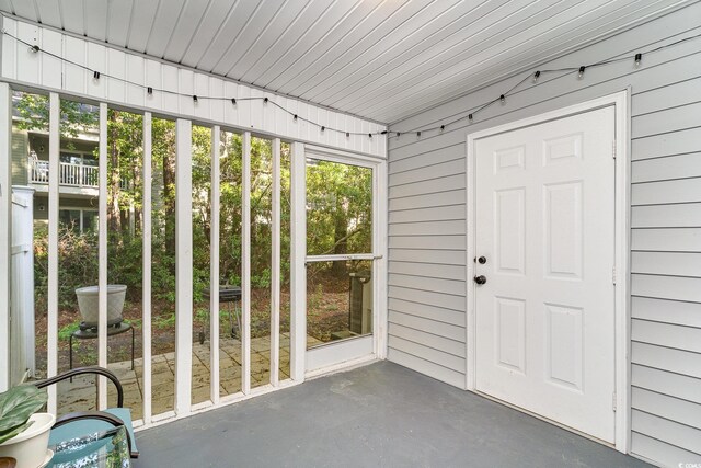 view of unfurnished sunroom