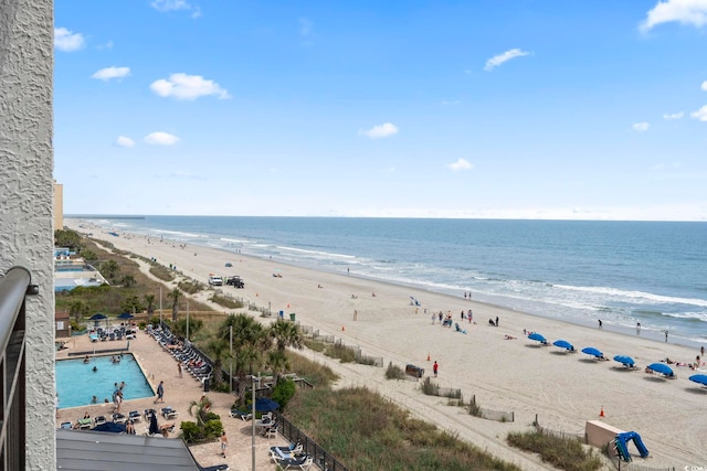 property view of water with a beach view