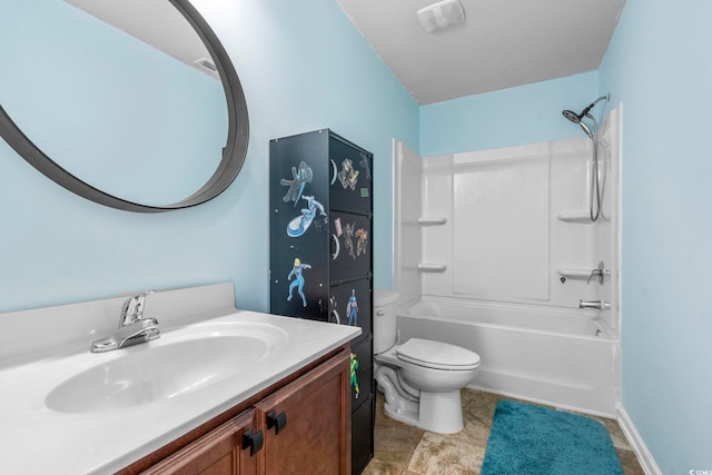 109 Winding Path Dr, Loris, SC 29569 - bathroom featuring toilet, vanity, shower / tub combination, and baseboards
