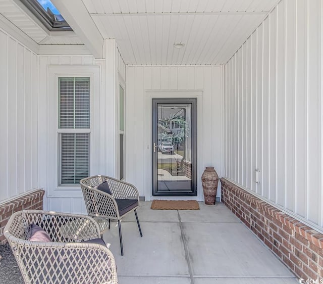 entrance to property with board and batten siding