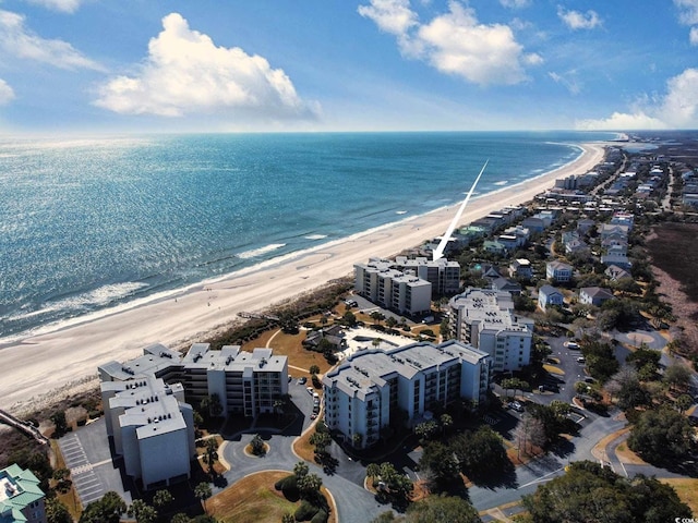 aerial view with a view of the beach and a water view