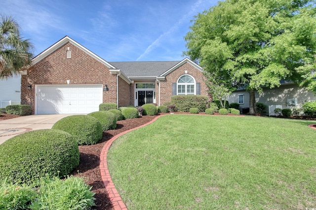 78 Saltwind Loop, Murrells Inlet, SC 29576 - single story home with brick siding, a garage, a front yard, and concrete driveway