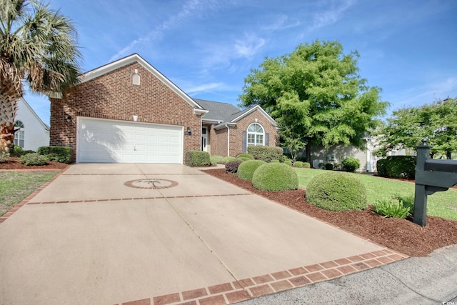78 Saltwind Loop, Murrells Inlet, SC 29576 - ranch-style house featuring brick siding, an attached garage, a front yard, and concrete driveway