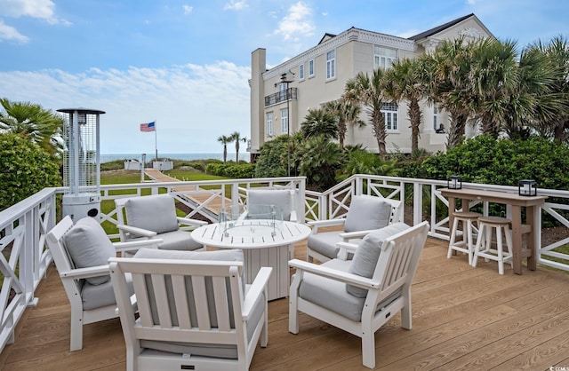 deck featuring an outdoor living space
