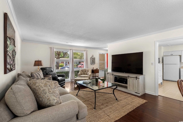 617 Hibiscus Ave Unit 617, Myrtle Beach, SC 29577 - living room featuring crown molding, dark wood finished floors, and a textured ceiling