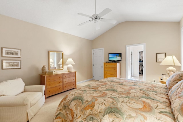 1617 Tradition Club Dr, Pawleys Island, SC 29585 - bedroom featuring ceiling fan, light colored carpet, baseboards, and vaulted ceiling