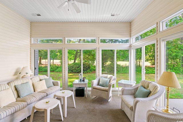 1617 Tradition Club Dr, Pawleys Island, SC 29585 - sunroom / solarium featuring a ceiling fan, an outdoor hangout area, and a wealth of natural light