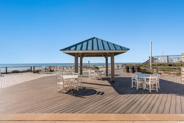 1617 Tradition Club Dr, Pawleys Island, SC 29585 - wooden deck with a gazebo, outdoor dining area, and a water view